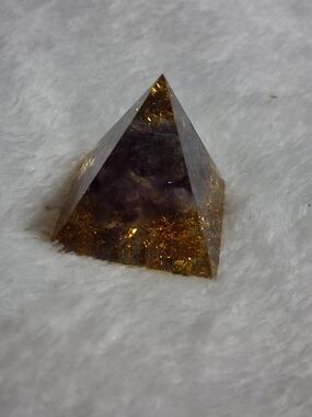 Amethyst Pyramid with Gold Flake Base